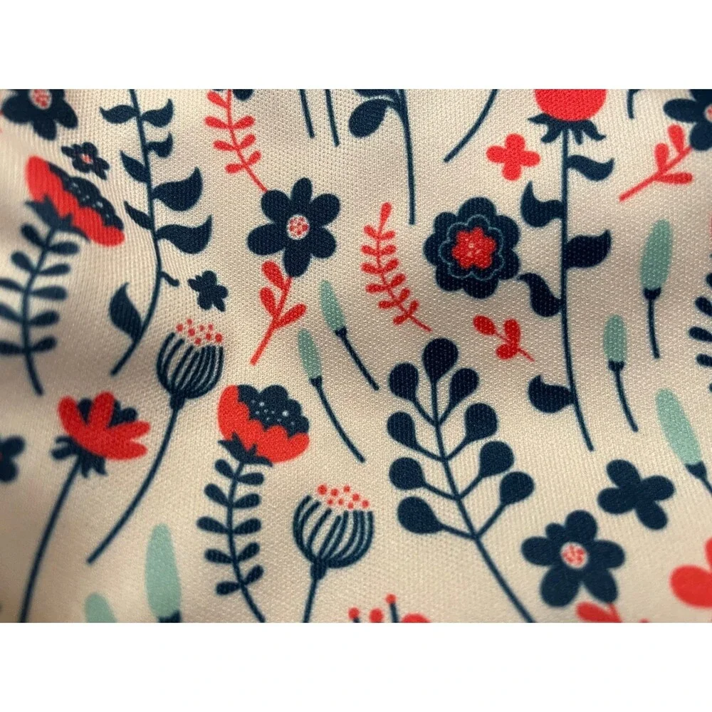 Alva Baby Red & Blue Flowers Reusable Adjustable Cloth Diaper